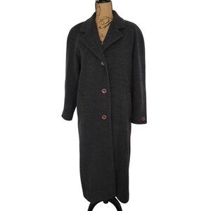 VTG Stephanie Andrews 100% Wool Blend Long Dark /Charcoal Gray Women Coat - SZ 6